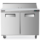 Secondhand 48  Commercial Refrigerated Prep Table With 2 Door Cooler 12 Pans