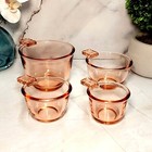 4 Pc Nesting Measuring Cups  Pink Amber Depression Style Glass  Vintage Kitchen