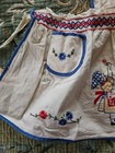 Vtg 1950 s Hand Embroidered Toddlers Full Bib Apron Girl  Flowers Cotton Fabric