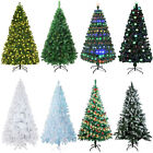 Artificial Christmas Tree With Led Lights snow Flocked pre Lit Fibre Optic Xmas