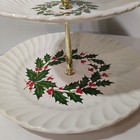 Vintage Christmas Holly Berry 3 Tier Serving Tray Plate Candy Cookies  Wreath
