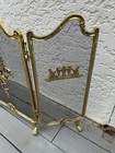 Vtg French Provincial Victorian 3 Panel Fold Brass Claw Foot Fireplace Screen