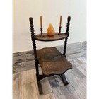 Antique Solid Wood Victorian Spindle Side Hall Shelf Accent 2 Tier End Table