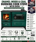 Enamel Wood Coal Burning Stove With Oven Cast Iron Top   Firebox Cooker Stove