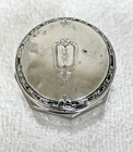 Antique Small Round Sterling Lid Crystal Glass Vanity Jar Rouge Pot Box 1 1 2 