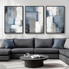 Large Framed Blue And Grey Abstract Wall Art For 24  W X 36  H X 3pcs Blue Mist