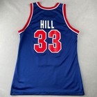 Vtg Champion Jersey Mens 44 l Blue Pistons Grant Hill 33 Basketball Nba Usa Made