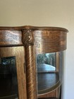 Antique Tiger Wood Curved Glass Curio Cabinet 55   x45    Hxw