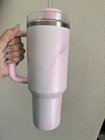Stanley 40oz 1 18l Tumbler Pink White Marbled W  Handle Straw Drink Lid Nwot