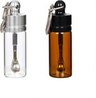 Travel Spice Containers With Spoon - Mini Glass Vial Keychain Case 2pack