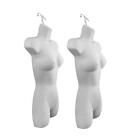 New Set Of 2 Female Dress Mannequin Form  hard Plastic   White  With Hook