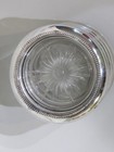 Leonard Silver Plated Crystal Glass Coasters 4    Made In Italy Vintage 1 Has Dent