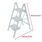 3 Step Ladder Folding Step Stool White W  Wide Anti-slip Pedal Aluminum
