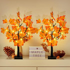 2 Pack 24-inch Fall Lighted Maple Tree  48 Led Lights  Thanksgiving Decoration T