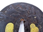 Hagizumi Choshu Hachido Landscape Map Iron Tsuba Sword Fittings Used