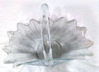 Vintage Large Glass Basket Feathers   Hobnail Design 10-1 2   Centerpiece  Mint