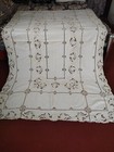 Vintage Fabulous Linen Lace Tablecloth Embroidered Needlework Textile Itm1122