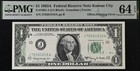 1963a  1 Federal Reserve Note Pmg 64epq - Uncirculated - Offset Printing Error