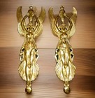 Two French Antique Brass  Bronze  Pediments Mounts Decorations Winged Caryatids