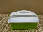 New Unique Tupperware Carry All Set With Handle In Bright Green And White