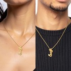 14k Solid Yellow Gold Large Mermaid Floating Slide Pendant Necklace 28mm