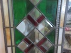 Antique Stained Glass Window  s Victorian Glass Window Greens   Wine 14  X 31 