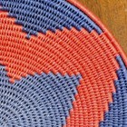 Vintage 10 handmade African Woven Coil Multicolor Round Basket  Wall Art Deco