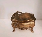  Antique Vanity Trinket Box Footed Metal Jewelry Casket Ornate Art Nouveau Vtg
