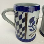 Vtg 60s Stoneware Beer Stein Mug Horse Lion Handmade West Germany Deer Cobalt