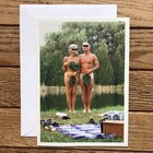 Vtg Palm Press Anniversary Card    nude Couple Wear Fig Leaves - Paradise   - Unused