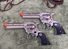 2 Vintage Nichols Colt Special Die-cast Cap Guns With Dual Leather Holster  Read