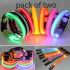 Pack Of Two Led Light Up Dog Pet Night Safety Collar Bright Flashing Adjustable