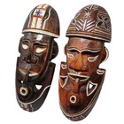 Tribal Wood Mask Pipe Man Face Wall Art Tribal Decor Hanging Mask Hand Carved