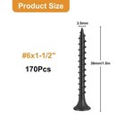 Vgbuy 170pcs  6    1-1 2 Inch Drywall Screws  Black Wood Screws  Coarse Thread   