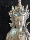 Antique Tibetan Buddha Statue 7 5    Nickel Silver Copper Alloy Verdigris Patina