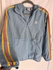 Adidas Originals Youth Windbreaker Sky Blue  Sunset Stripes Retro Wind Resistant