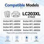 4pk Lc203xl Ink Cartridges For Brother Mfc-j460dw J480dw J485dw J680dw J4320dw 
