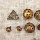 Antique Victorian Brass Filigree Pierced Cricket Cage Openwork Button Lot Ornate
