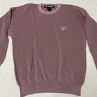 Men   s Boast Pelican Bay Pullover Sweater Knit Red White Cotton Size L Euc Crew
