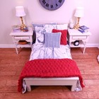 Miniature 1 12 Scale Twin Nautical Red White Blue Bedding Set Dollhouse Diorama