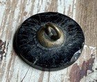 Antique Black Glass Button With A Pair Of Running Deer  Silver Luster