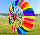 Super Parafoil Rainbow Ring Kite Spinning Bowl Crown Ripstop Nylon Single Line 
