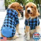 Dopi Big Dog Winter Coat Pet Plaid Hoodie Jacket Reversible Vest Cold Weather