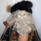 Antique Primitive Quilt Repurpose Santa Clause Christmas Doll Decor Fur Folk Art