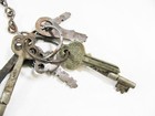 Old Vintage Antique Lot Of Skeleton Keys With Chain