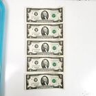 5x 1995  2 Dollar Bill Bank Note Fancy Serial Consecutive Currency Crisp
