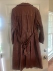 Vintage Rare Genuine Leather Long Coat Size 18 Burgundy In Color    