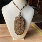 Antique Trinity Plate Jeweled Dance Purse Compact With Unusual Hold Chain