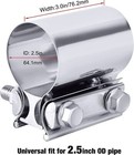 2pcs 2 5 Inch Butt Joint Band Exhaust Clamp Sleeve Coupler T304 Stainless Steel
