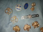 Vintage Girl Scout Pin   Barrette Lot - Edith Macy Lamp  Eagle Trefoil  World Nm